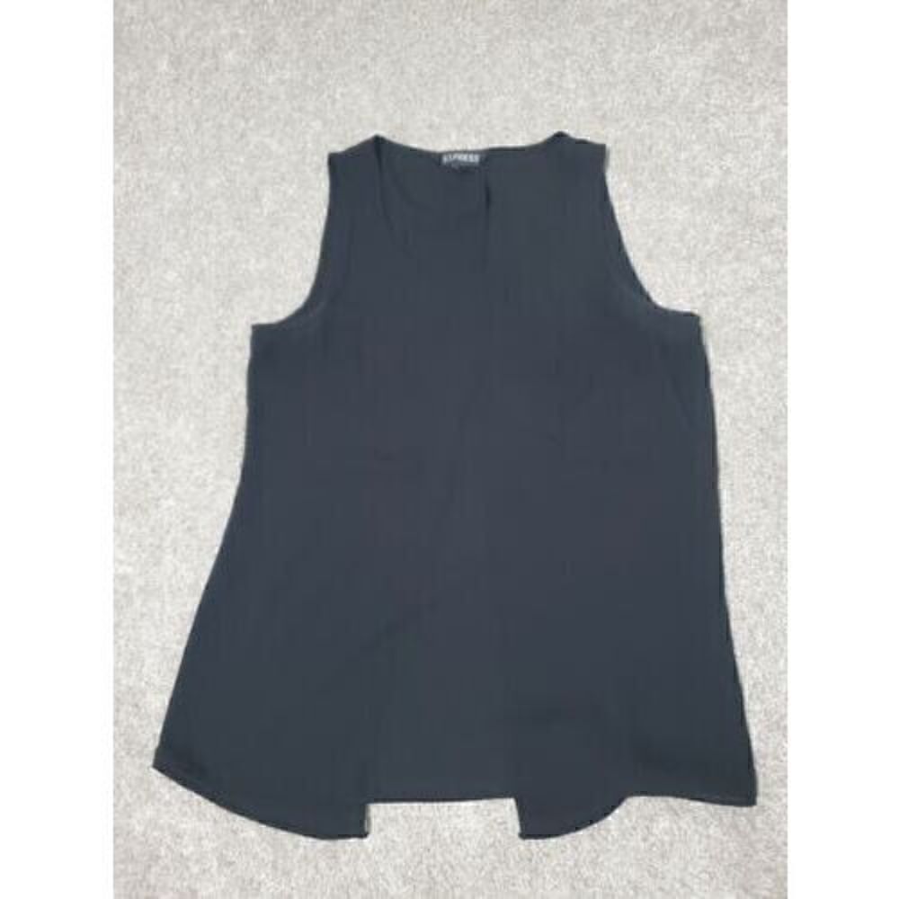 Express Women's Chiffon Split Back Tank Top Camisole Shirt Black Size S